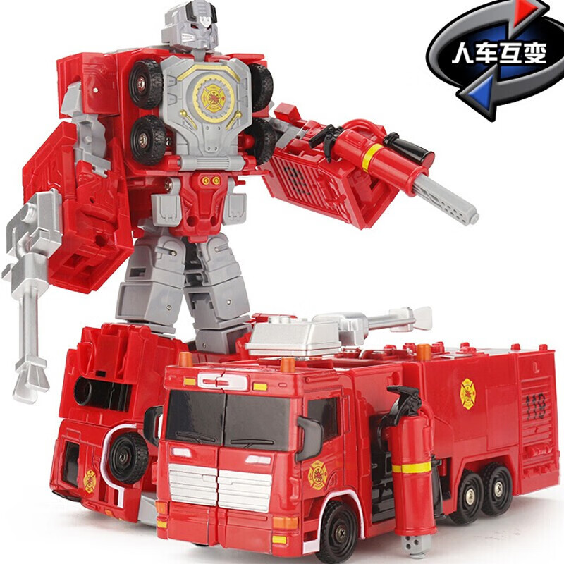 RONG DA 变形玩具金刚合金3-6岁城市战警汽车人机器人 焚天-消防车