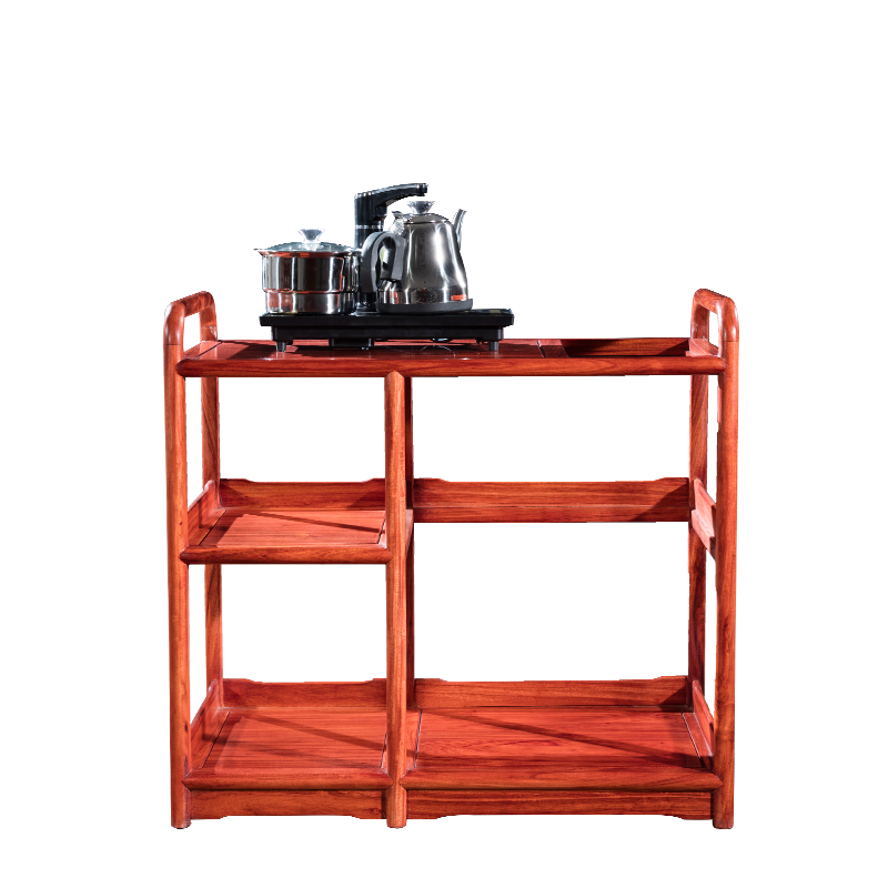 广典红木家具缅甸花梨(学名:大果紫檀)实木新中式多功能功夫茶几小推车阳台移动茶桌茶水车 移动茶水车