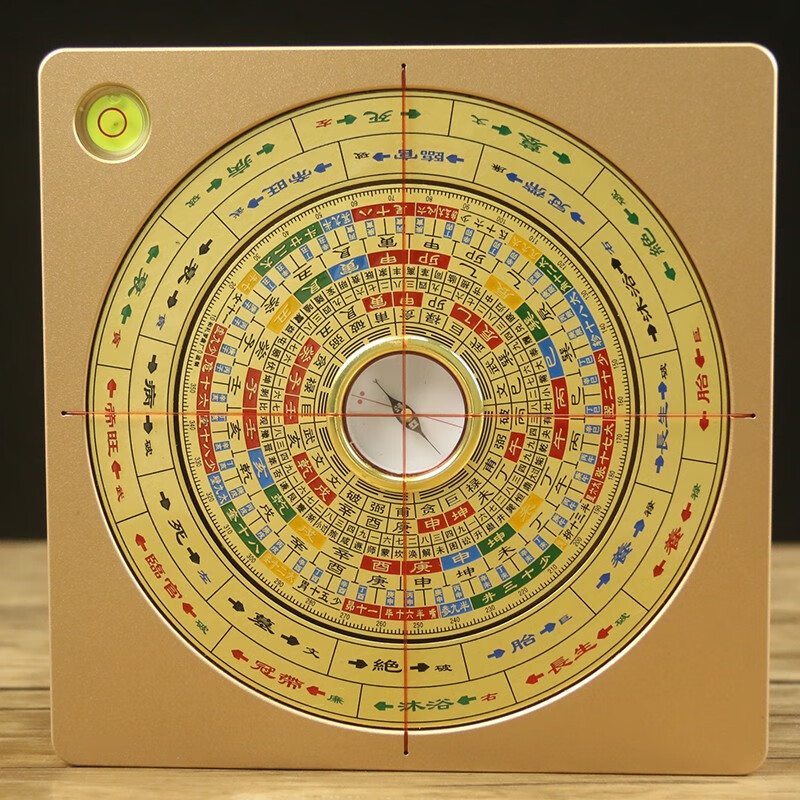 铜一心十二长生水口罗盘高精度专业初学者八寸摆件三元三合综合盘铜