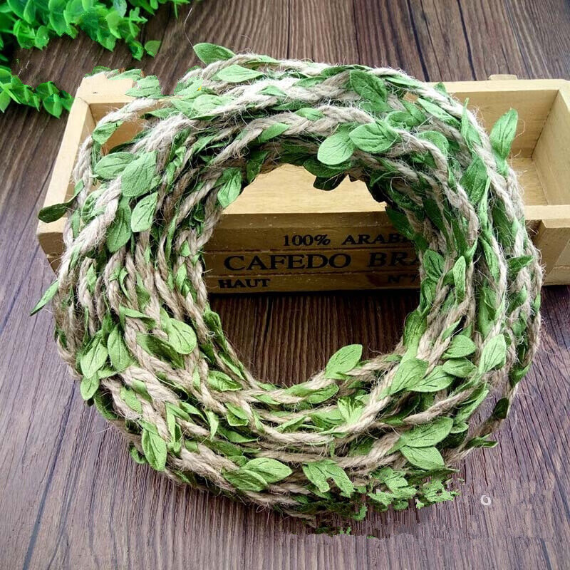 树叶藤条麻绳子 装饰材料手工diy麻绳 包管子森系装修叶子装饰麻绳