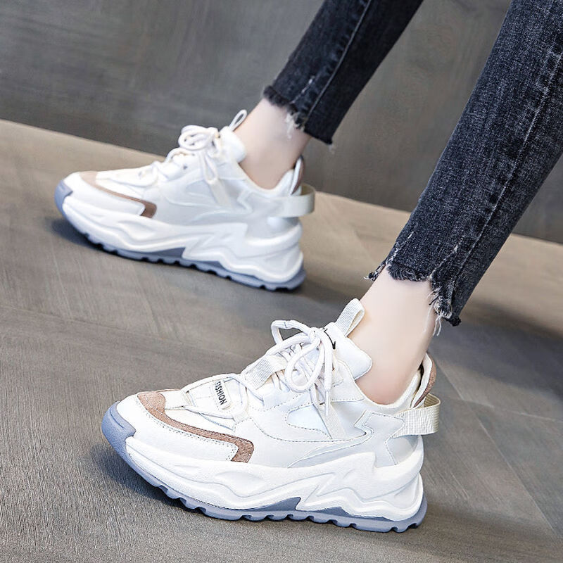 抒融老爹鞋女超火 春季新款网红百搭厚底增高休闲显瘦运动鞋女 白色