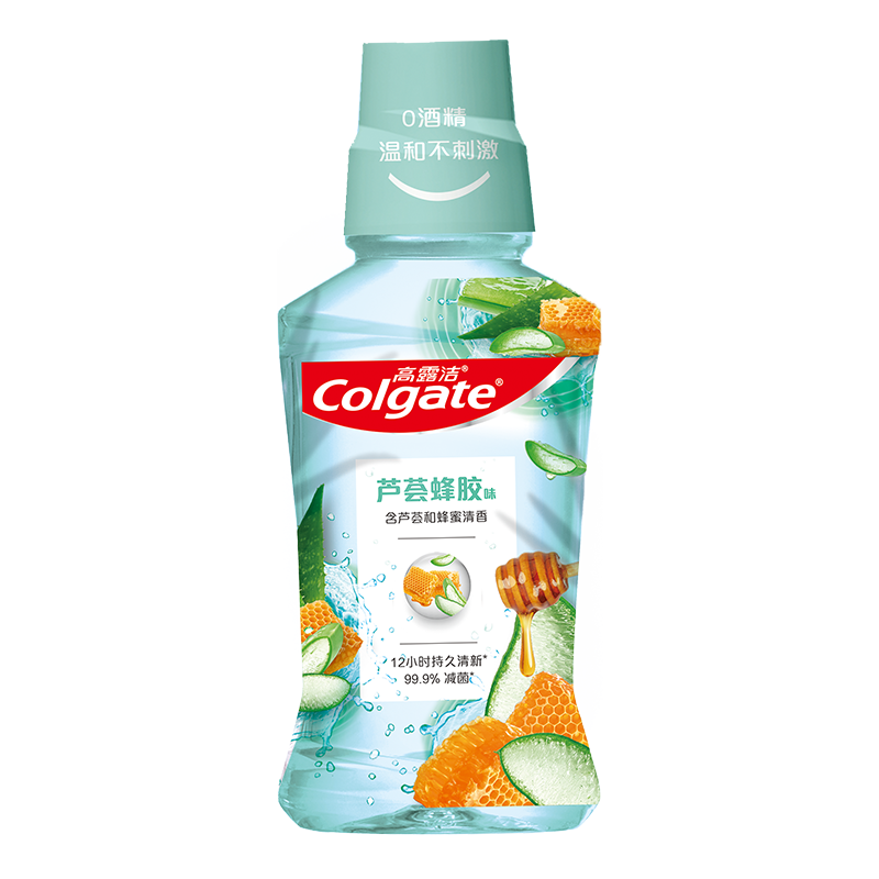 高露洁（Colgate）芦荟蜂胶味漱口水250ml 预防蛀牙减少细菌清新口气无酒精含漱液