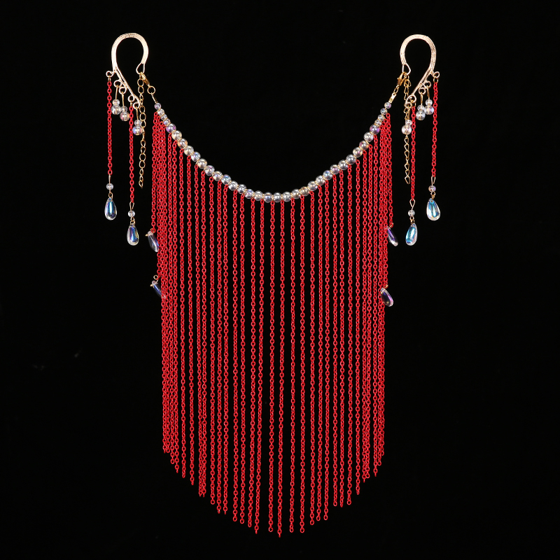 面帘古风遮脸面纱流苏挂耳汉服古装头饰遮面全套饰品超仙气配饰 娇容