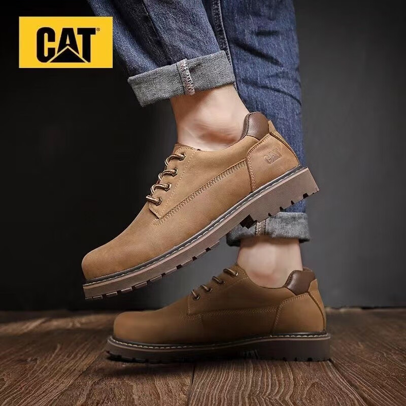 卡特彼勒cat低帮男鞋头层牛皮休闲鞋男透气防滑耐磨秋季新款户外 668
