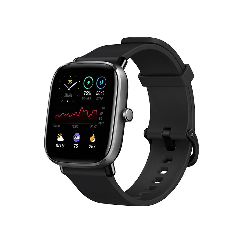 Amazfit 跃我 GTS 2 mini 曜石黑 14天长续航 70+运动模式 心率监测 时尚智能运动手表男女华米科技出品