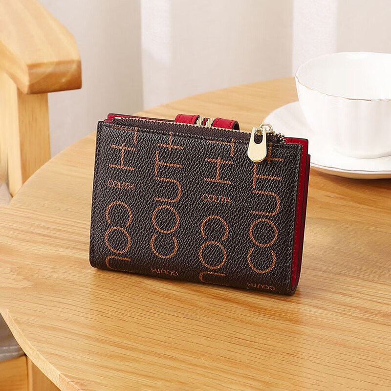 CUADEN KLLIATM轻奢手拿包新款包包女款钱包短款零钱包女钱夹生日礼物送女友老婆 【咖配红】礼盒装 2025高级感女生包实用走心送老婆妈妈长辈