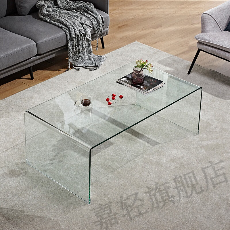 嘉轻 茶几玻璃简约客厅个性长方形茶机桌小户型茶几简约现代迷你办公