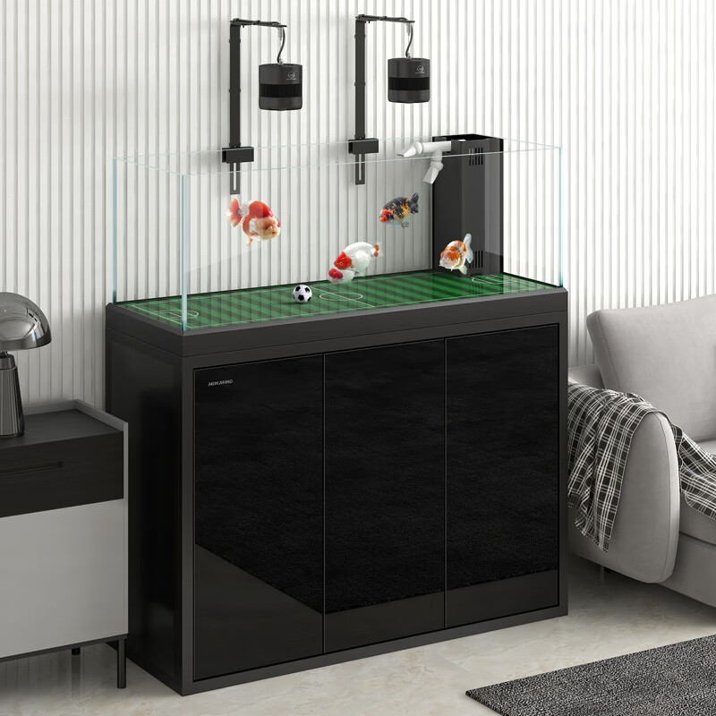 缸水族箱底滤客厅造景超白玻璃兰寿溪流缸生态鱼缸草缸 钢琴黑基础版