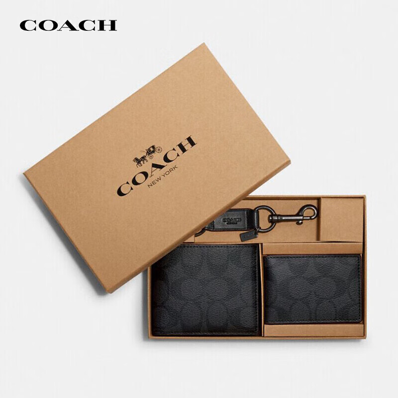 COACH奢侈品 男士钱包卡包礼盒黑色 41346 N3A【品牌直供】