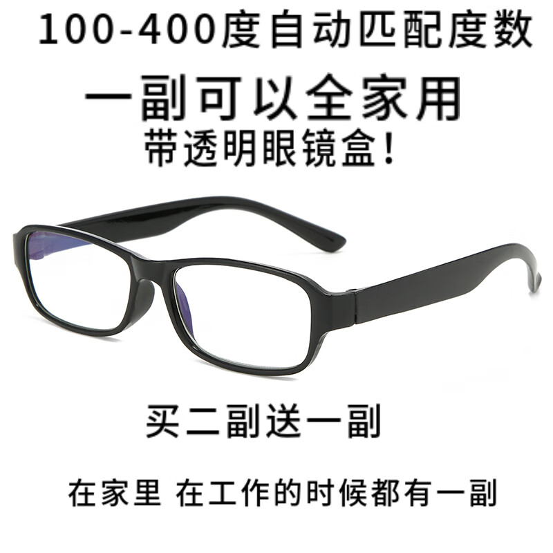 明雪菀绮 智能老花镜男女款自动变焦调节度数折叠高清防蓝光老人老光眼镜 100-400度自动匹配度数（高清防蓝光） 京东折扣/优惠券