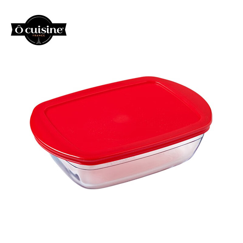 欧贵厨法国进口高硼硅玻璃烤盘烤箱专用托盘蒸盘烘焙微波炉饭盒鱼盘餐具 23cm【1.1L带盖】长方形烤盘