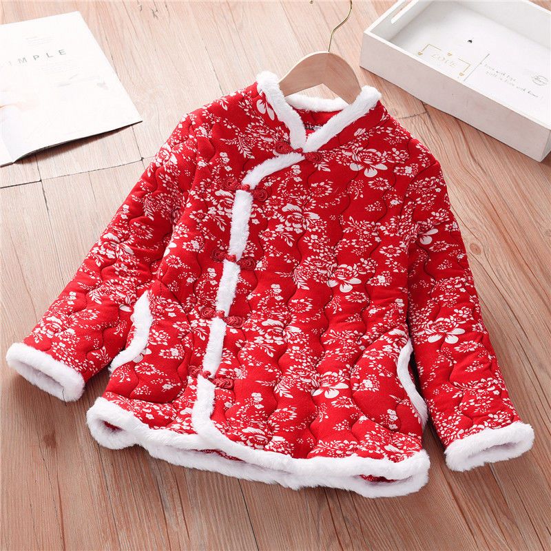 布兰奥小女孩东北大花棉袄儿童民族风网红棉服女童夹棉棉衣秋冬加厚