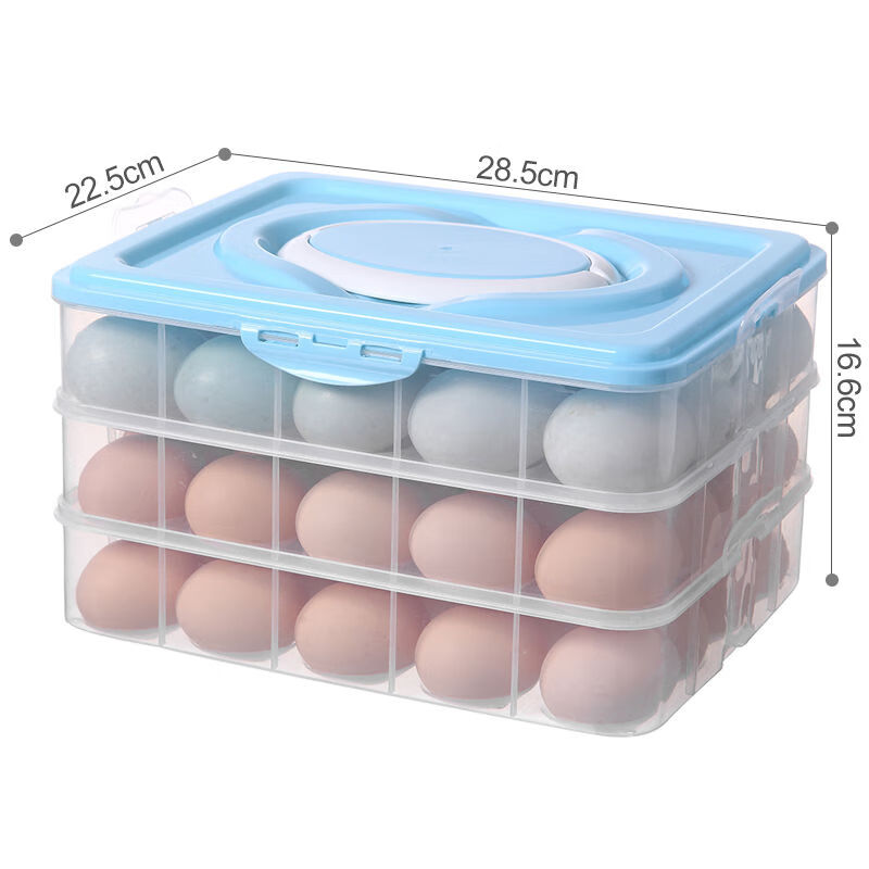 装蛋盒冰箱鸡蛋收纳盒蛋托食品保鲜盒收纳盒带盖放鸡蛋盒冰箱盒 北欧蓝 鸡蛋盒盖子