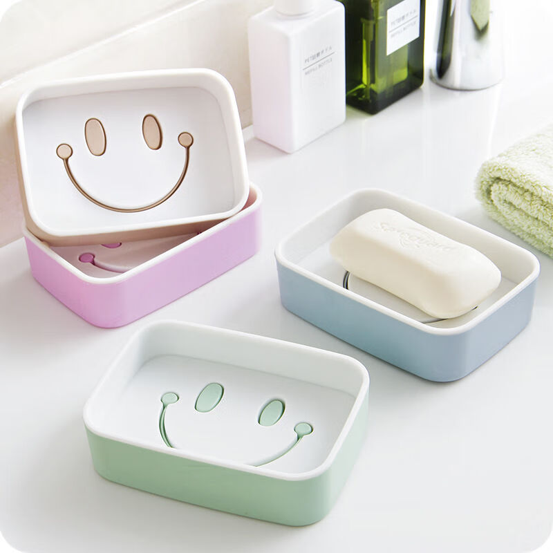 笑脸肥皂盒子香皂盒架沥水浴室卫生间肥皂盒架 笑脸肥皂盒一个  【颜色随机】