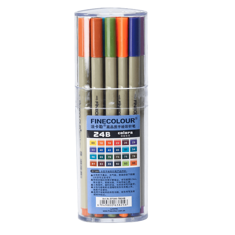 �����գ�FINECOLOUR��300�ֻ湴�߱�ˮ����ͼ�ʲ�ɫ���ˮ�ʱ�0.3mm 24ɫA 41.6Ԫ