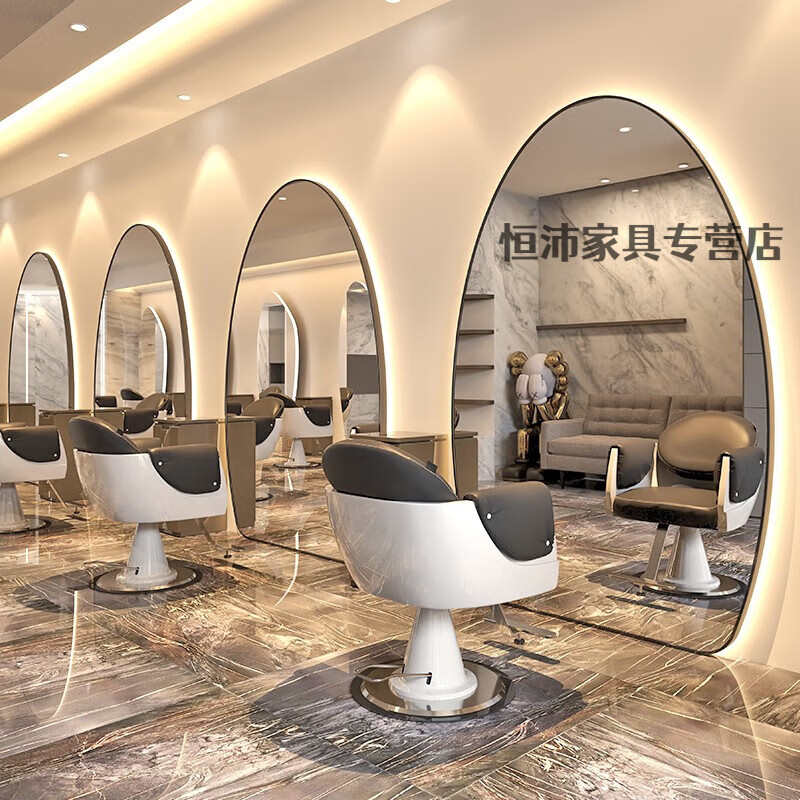 理发镜台柜一体新款理发店镜台美发店镜子led带灯美容镜单面镜潮 in
