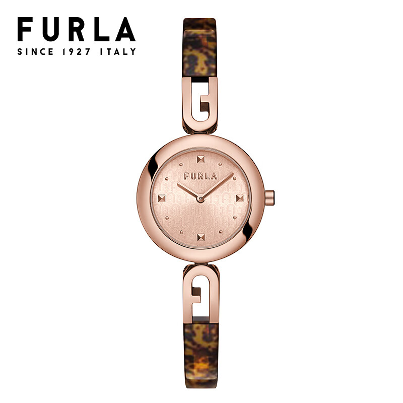FURLA芙拉女表 Bangle系列 欧美进口时尚气质镀金钢带小表盘女表 玫瑰金表盘 镀金钢带