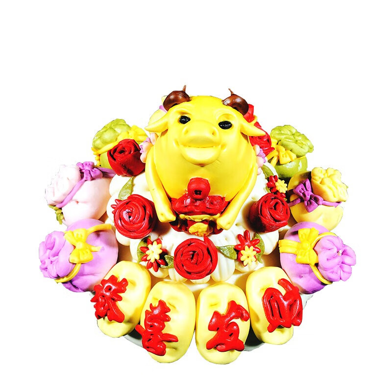 金穗朵花饽饽寿桃过年馒头花馍馍山东春节传统牛年手工花馍4.