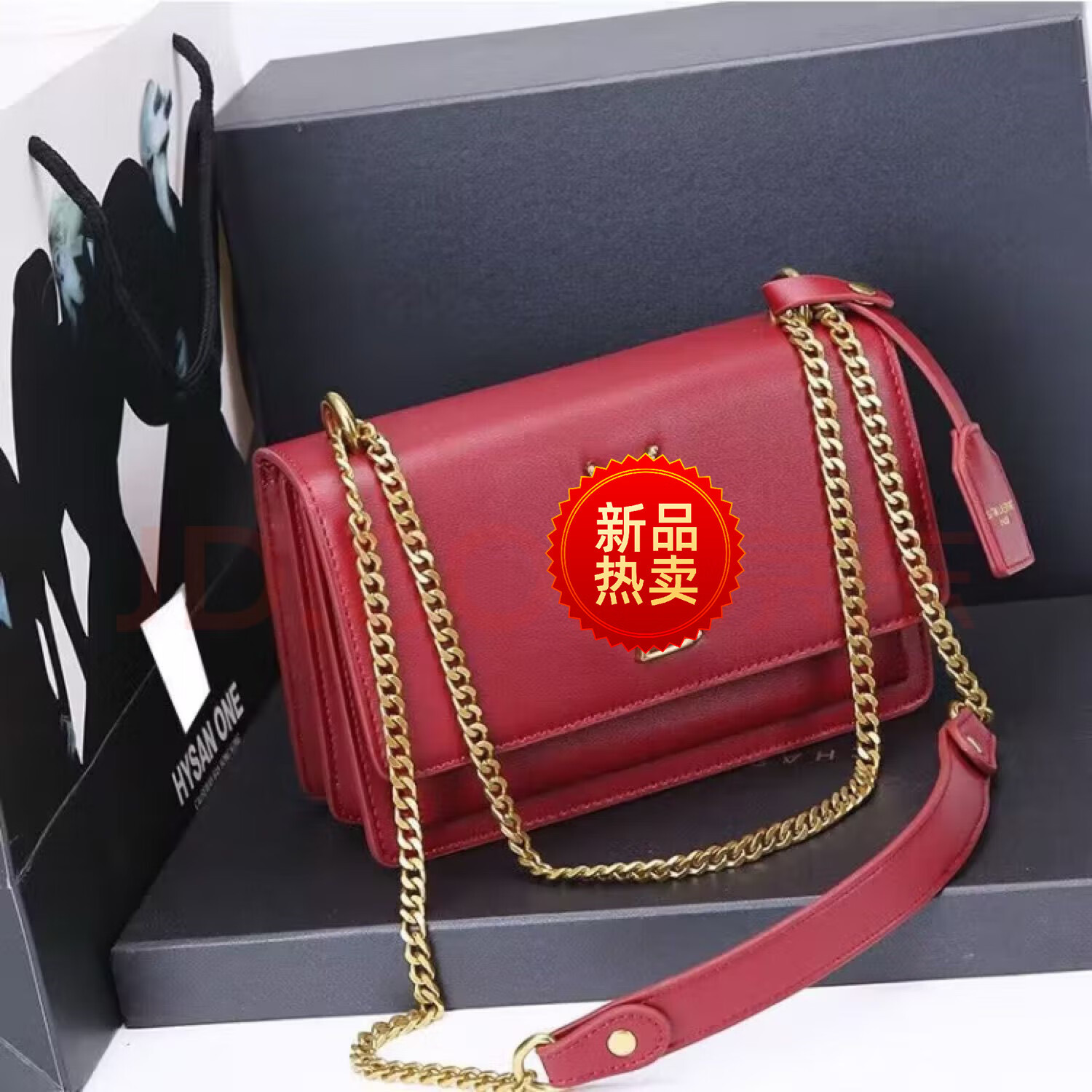酷奇袋鼠包包女包酷奇女包新品单肩包女士包包斜挎包送女朋友老婆生日礼物 红金+礼盒包装