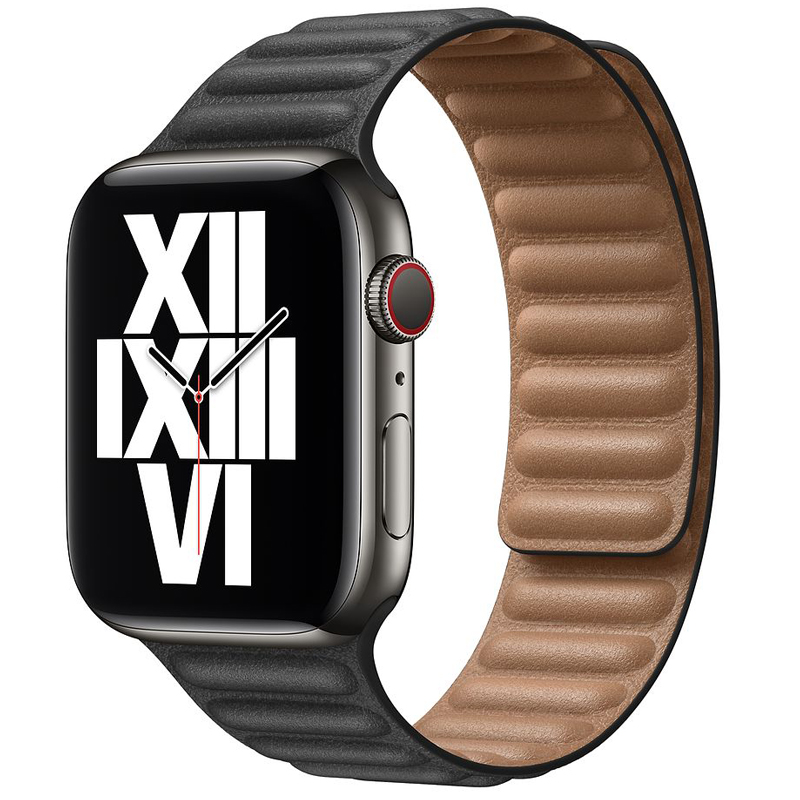BHO 苹果手表表带 适用Apple iwatch6/SE/5/4/3/2/1表带皮质制磁扣男女 黑色 42/44mm表盘
