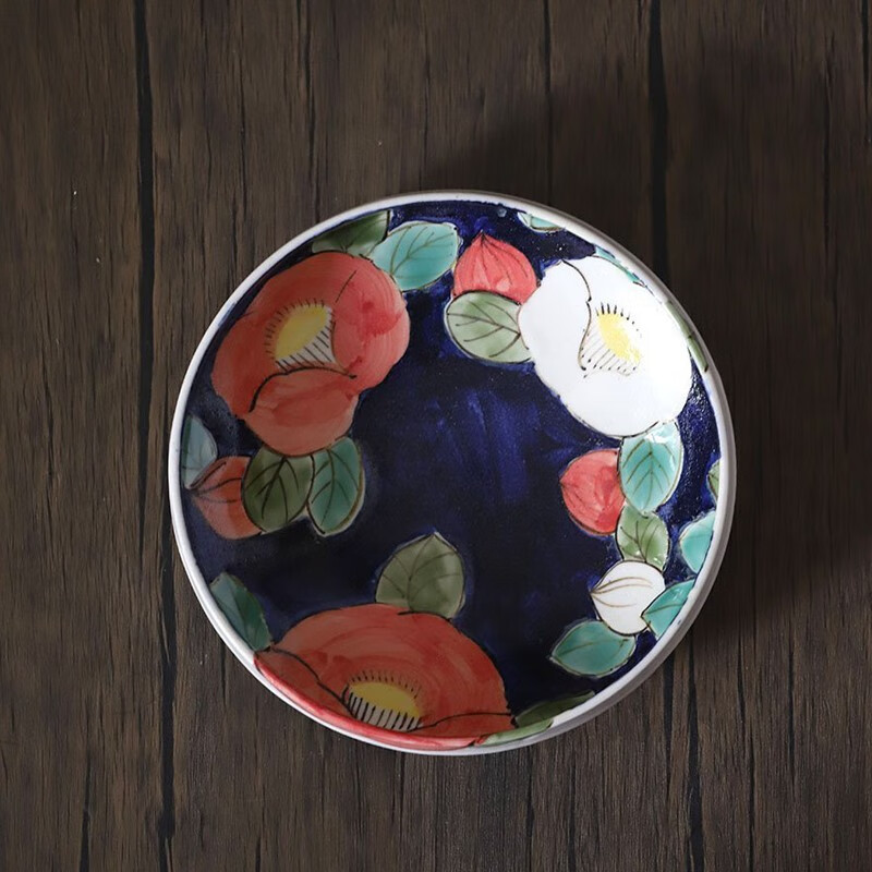 山茶花大碗水果碗沙拉碗日式家用复古风大汤碗大面碗 彩绘大碗(1个)