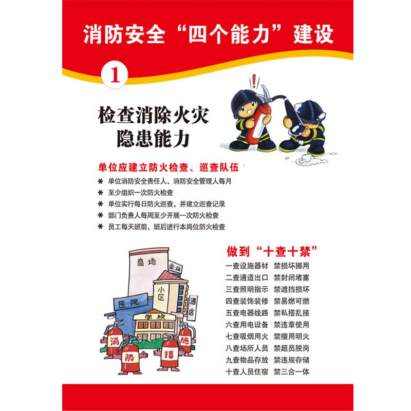 旺月岚山消防四个能力建设海报标识安全月消防知识标语工厂宣传画标牌