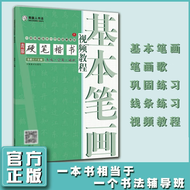 硬笔书法字帖 青藤硬笔楷书视频教程 基本笔画 钢笔硬笔书法教程基础入门 青藤人书法教学 河南美术