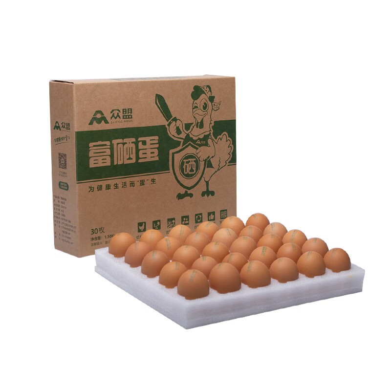 众盟 富硒鸡蛋 30枚 1.58kg 安全营养 优质蛋白 无抗生素鲜鸡蛋