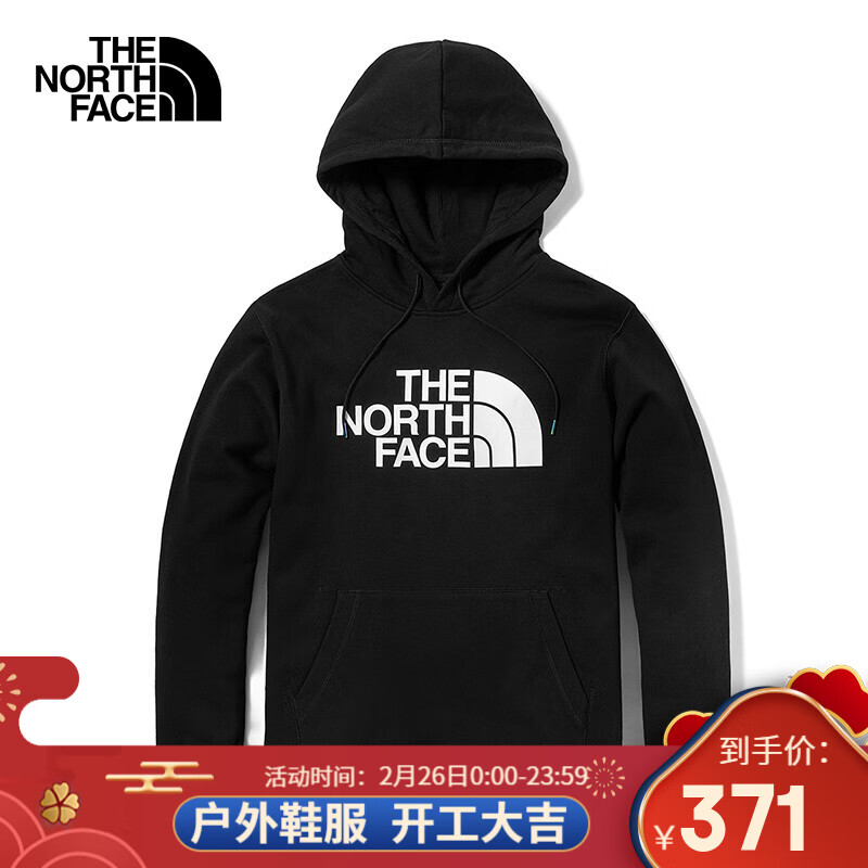 北面帽衫男卫衣21春夏上新TheNorthFace户外套头连帽休闲衣|4U8Y JK3/黑色 M