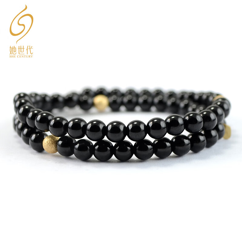 她世代黑碧玺金砂珠多圈手链 男女款 送朋友送长辈 5mm(761948)