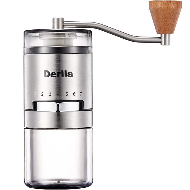derlla 手摇磨豆机咖啡豆研磨机手动手磨咖啡机 银色 195元
