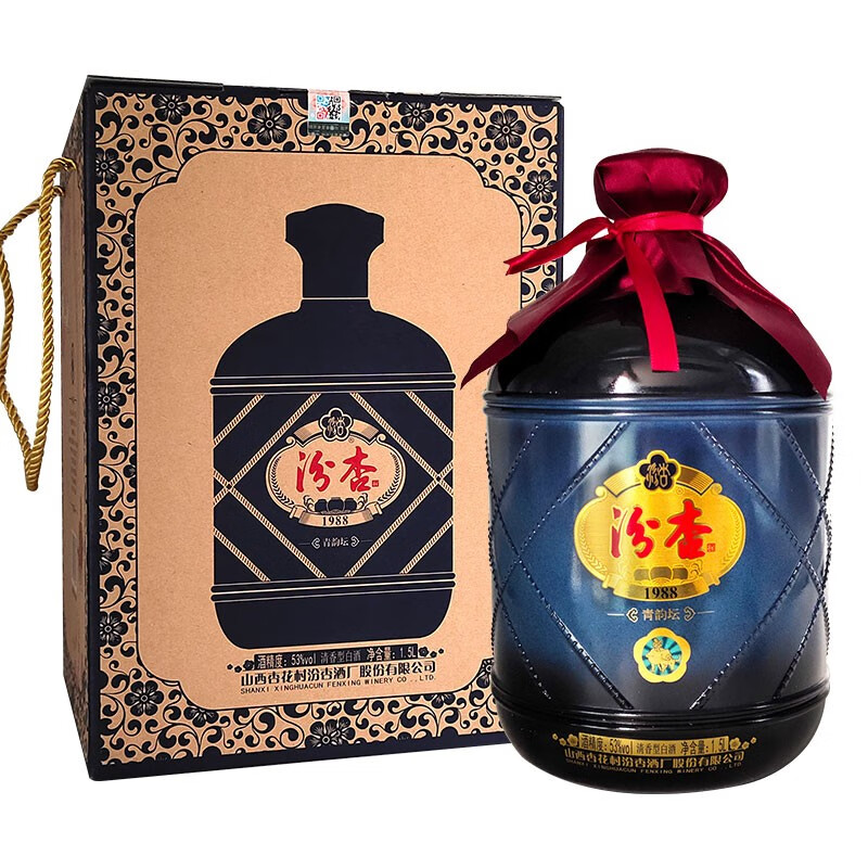 53度山西杏花村 汾杏1988青韵坛 清香型白酒大坛 1500ml(单坛装)