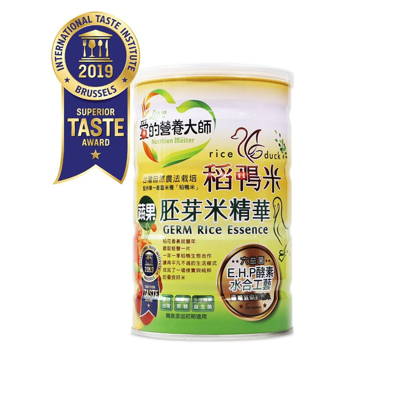 爱的营养大师稻鸭米蔬果胚芽米精华 进口辅食 台湾米精 宝宝米糊 米粉 六种益生菌400g/罐