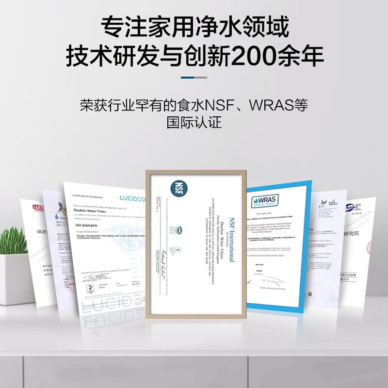 道尔顿净水器 家用直饮厨房过滤器 厨下式净水机大流量带水龙头 矽藻陶瓷可清洗 DIS不用电无废水无桶