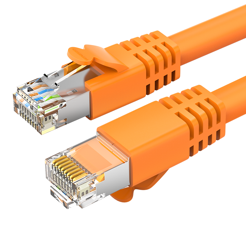 秋葉原(CHOSEAL)六類網(wǎng)線 雙屏蔽千兆高速寬帶線 CAT6類工程電腦監(jiān)控8芯雙絞線 家用成品跳線 橙 10米 QS2605