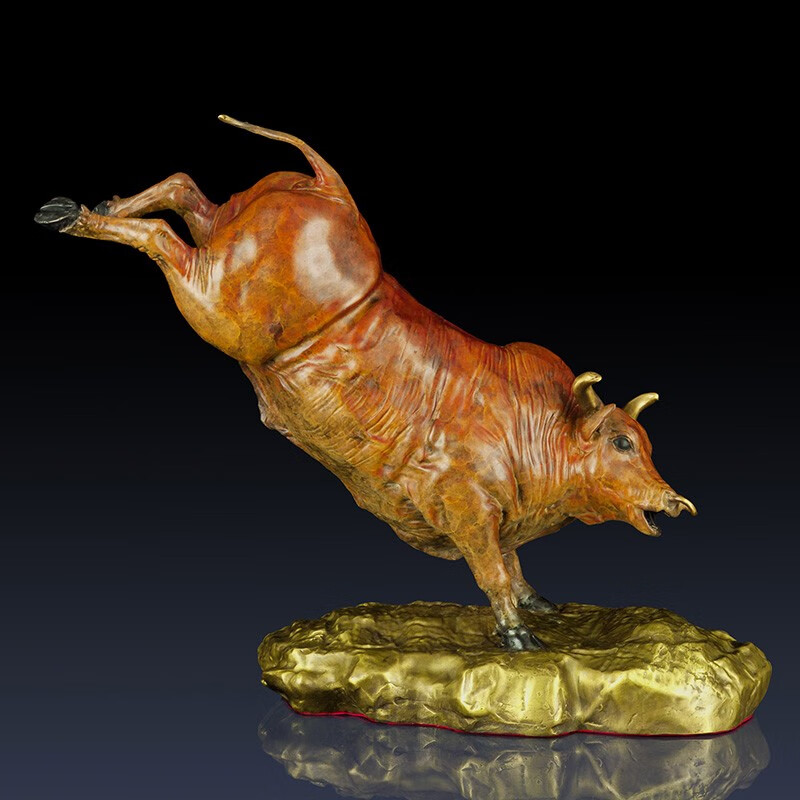 家居纯黄铜牛工艺品摆件办公室饰品家居客厅创意牛饰品礼品西班牙斗牛