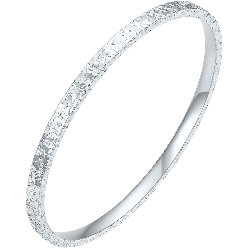 周六福（ZLF）圣诞礼物 S999足银手镯女爆闪碎碎银实心银饰镯子送女友礼物 手镯54mm