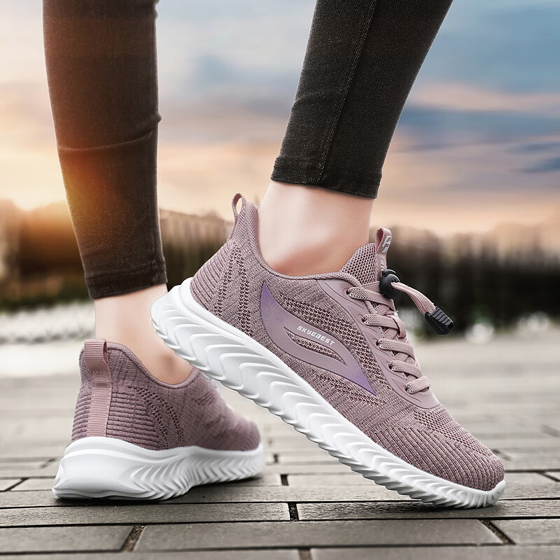 老年人爸爸妈妈女运动健步鞋舒适防滑软底 花生红/女 标准运动鞋尺码