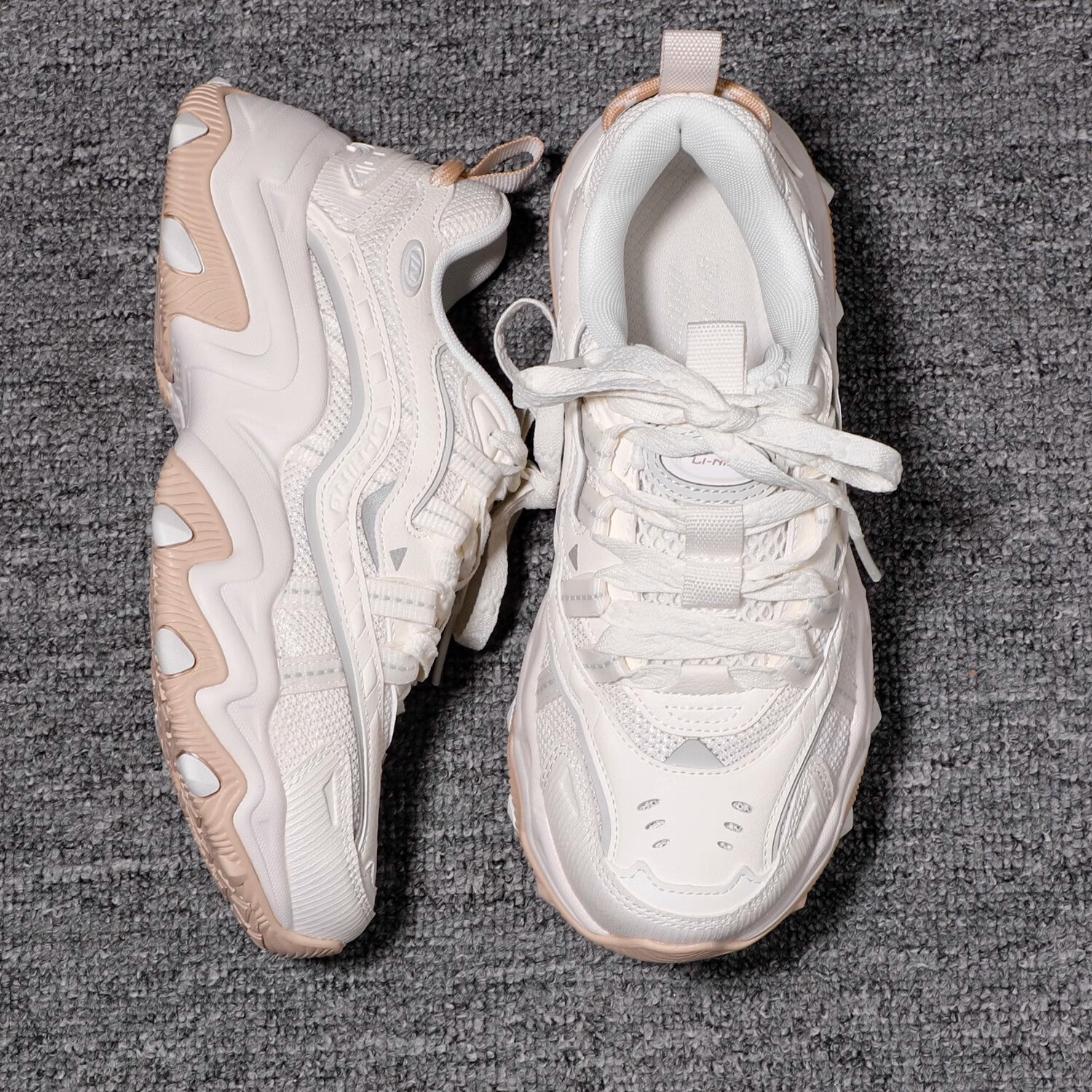 李宁休闲鞋女鞋2024秋季新款猫爪鞋子厚底百搭老爹鞋运动鞋 agcu070