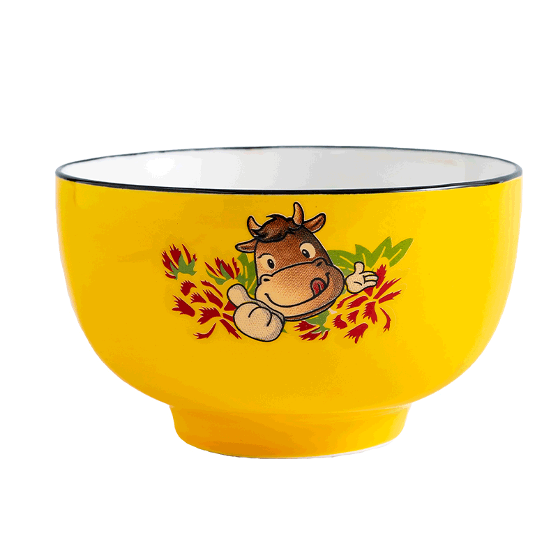 句途 吉祥牛碗盘套装 创意餐具碗碟碗饭碗米饭碗菜盘子面碗汤碗深盘勺