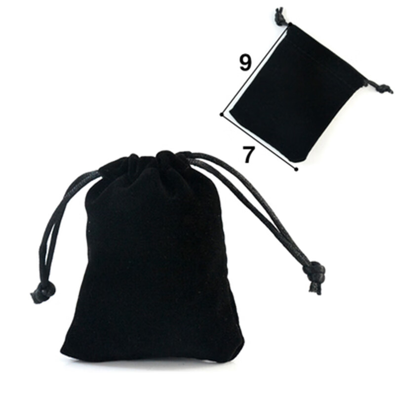简旻黑色绒布袋珠宝首饰包装袋饰品束口袋抽绳袋印章公章收纳 黑色7*9