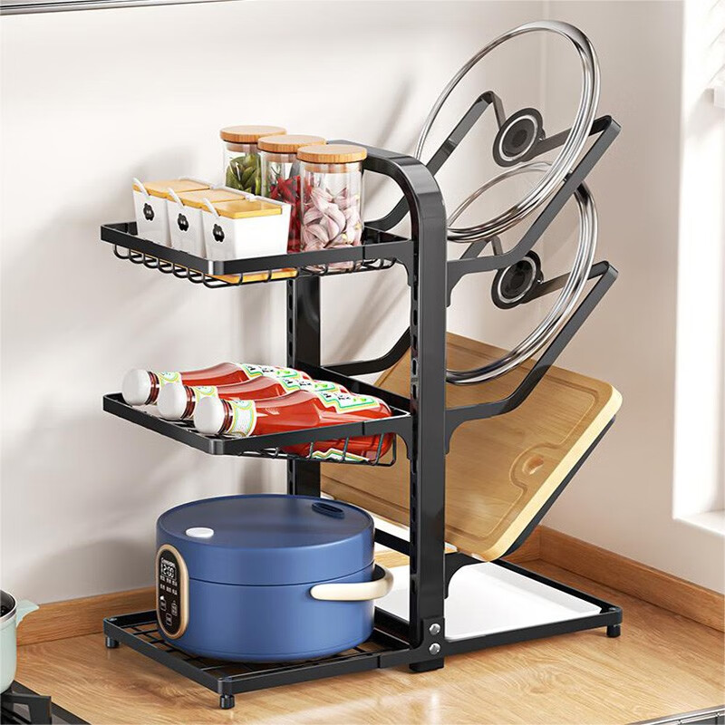 朵玮多功能台面锅盖收纳架桌面多层置物架锅盖架厨房置物架调料架 厨