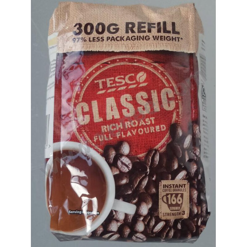 英国tesco classic instant coffee refill经典速溶咖啡300克