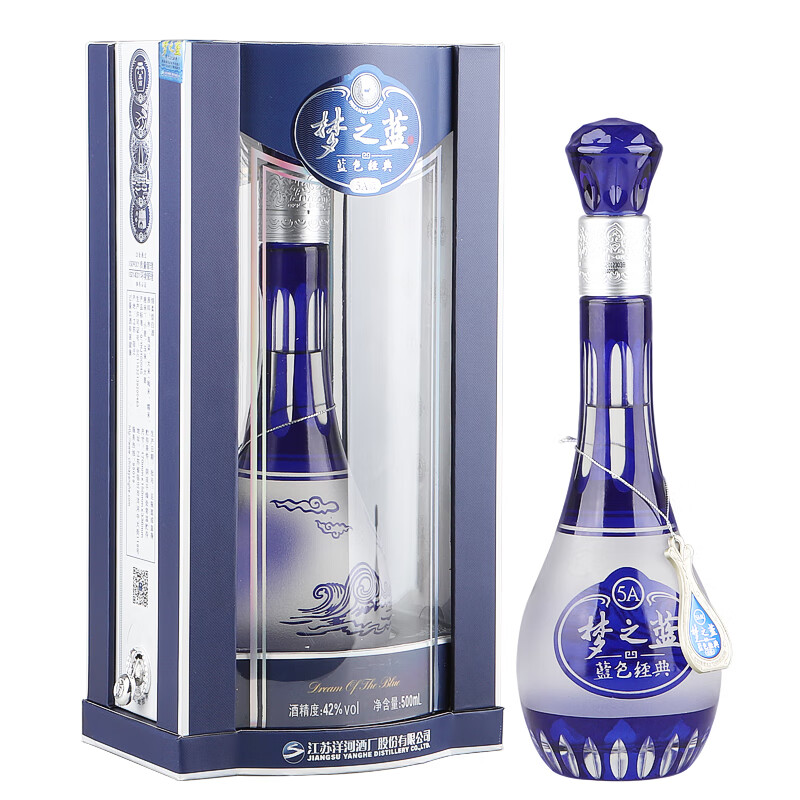 国产白酒 洋河蓝色经典5a级 42度 单瓶梦之蓝500ml