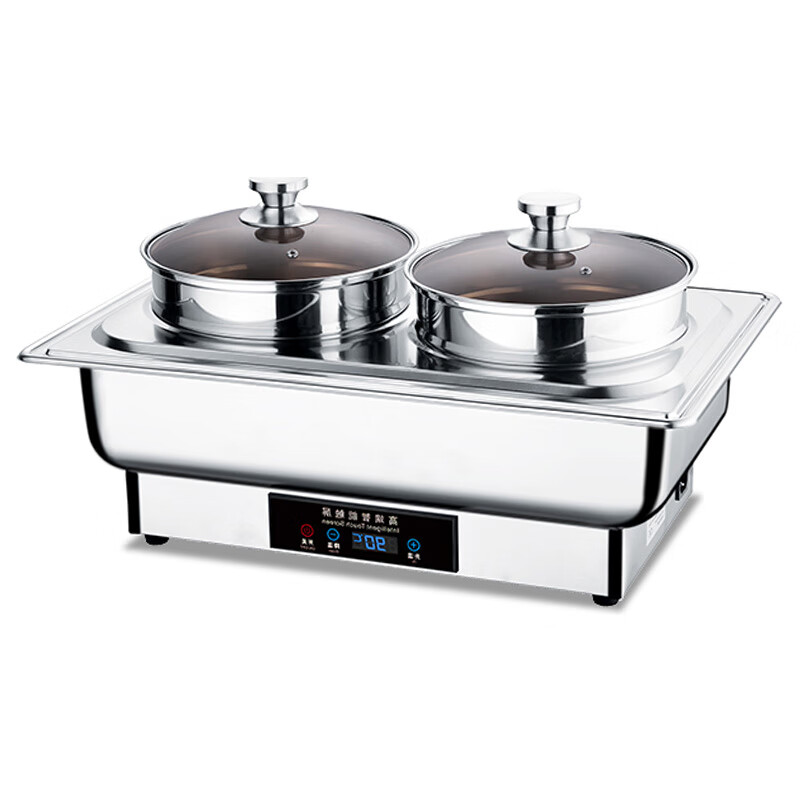 维纳仕不锈钢电加热自助餐汤炉双头保温炉酒店早餐保温汤锅粥锅改装