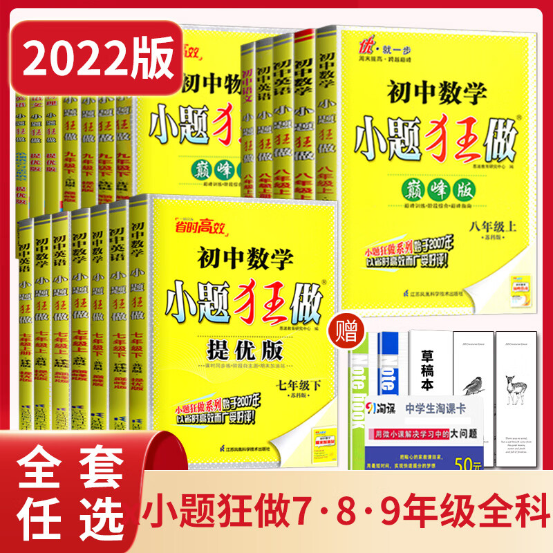 2022初中小题狂做七年级下册八年级上册九年级数学语文英语化学物理七下苏科版译林苏教江苏初一9年级上 物理 苏科 提优版 九年级下