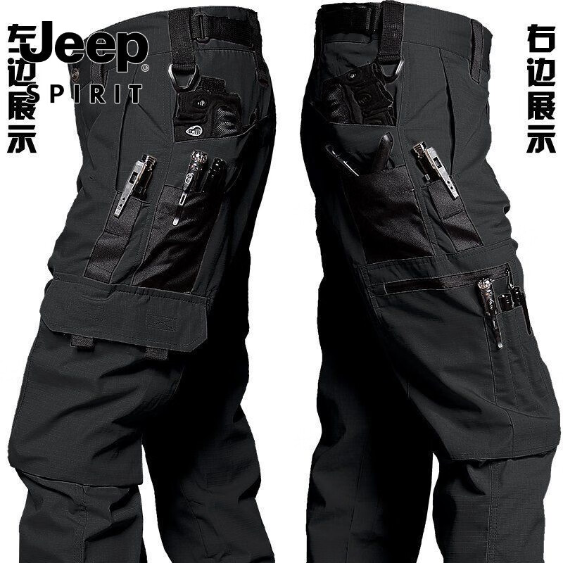 JEEP SPIRIT戶外美式強襲作戰(zhàn)作訓褲戰(zhàn)術長褲工裝褲子g3特種多口袋執(zhí)行官防水 【一條長褲】046黑色 L(145-159斤)