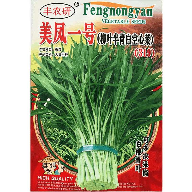 揭美空心菜種子 青骨尖葉型通心菜雍菜籽 白骨柳葉大葉酥脆型空心菜 美鳳一號柳葉半青白20克裝