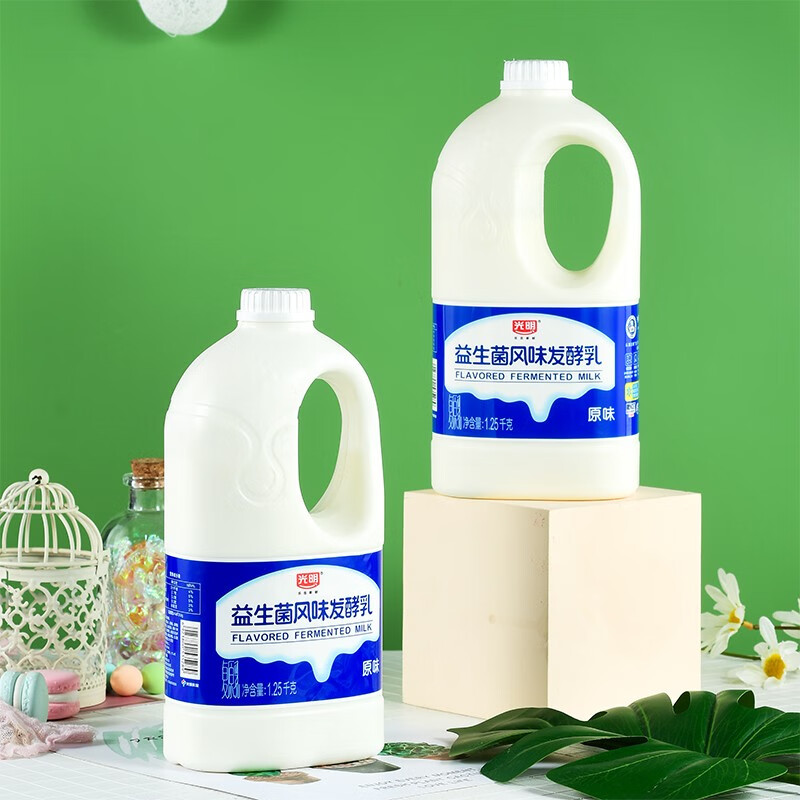 光明大桶益生菌风味发酵乳1.25kg/桶原味桶装酸奶益生菌早餐学生奶 1.