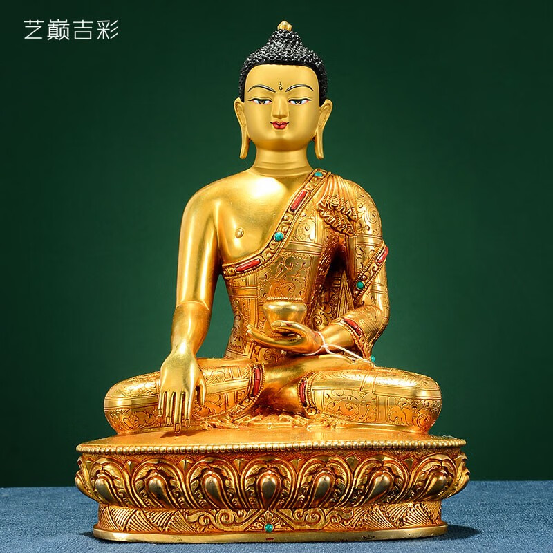 艺巅吉彩尼泊尔释迦族手工《释迦牟尼》铜像摆件 家居玄关工艺品铜雕